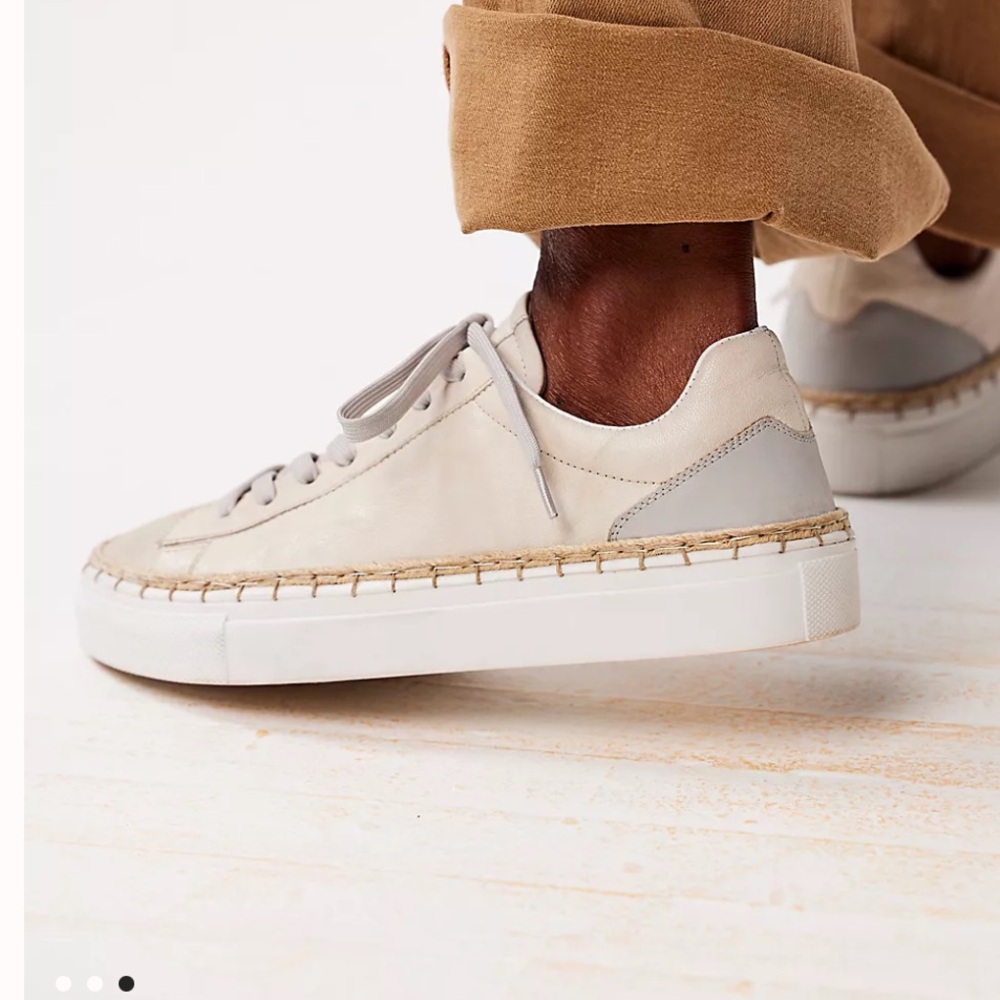 Free People Cream and Gray Sneakers